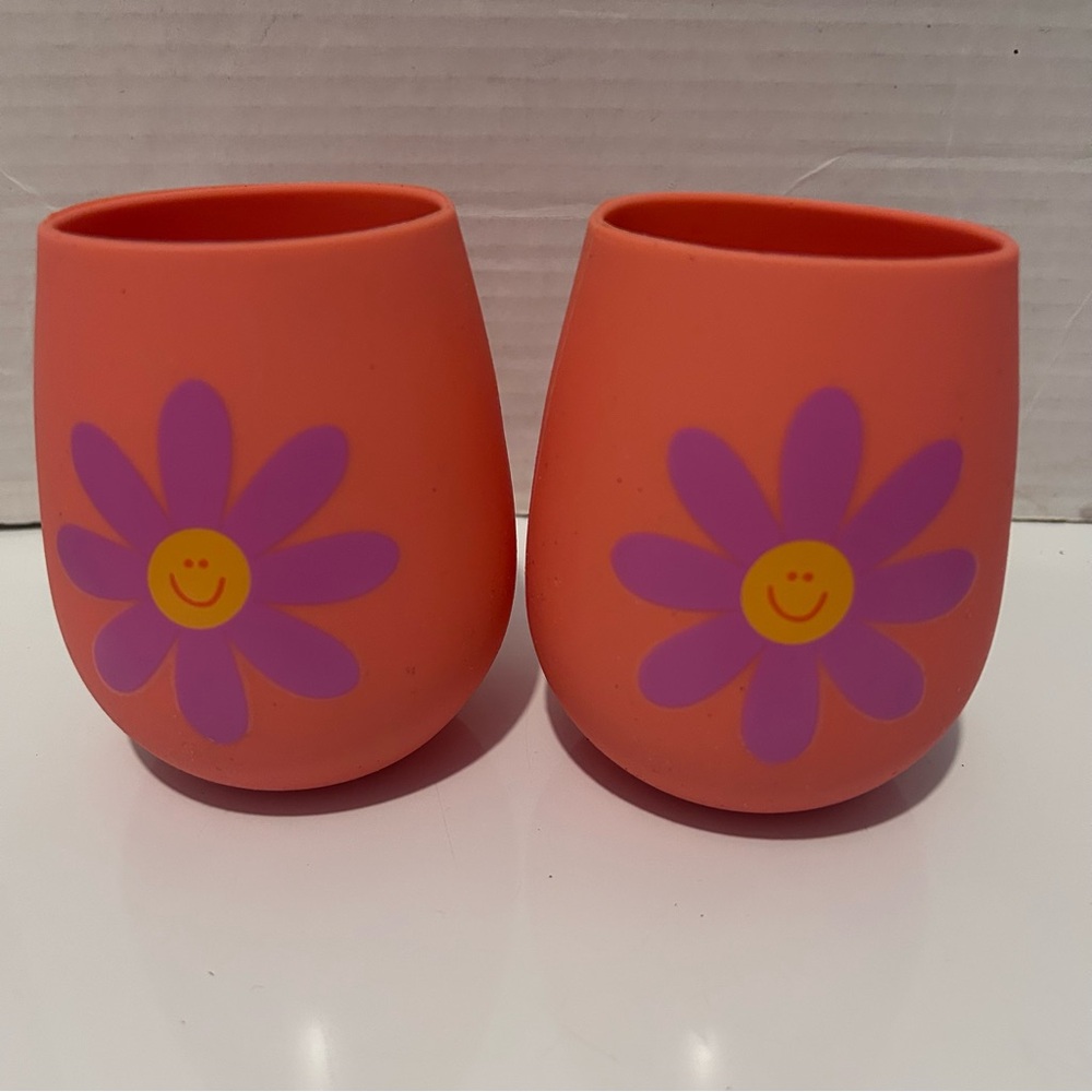 Set of 2 Orange Flower silicone wine glass